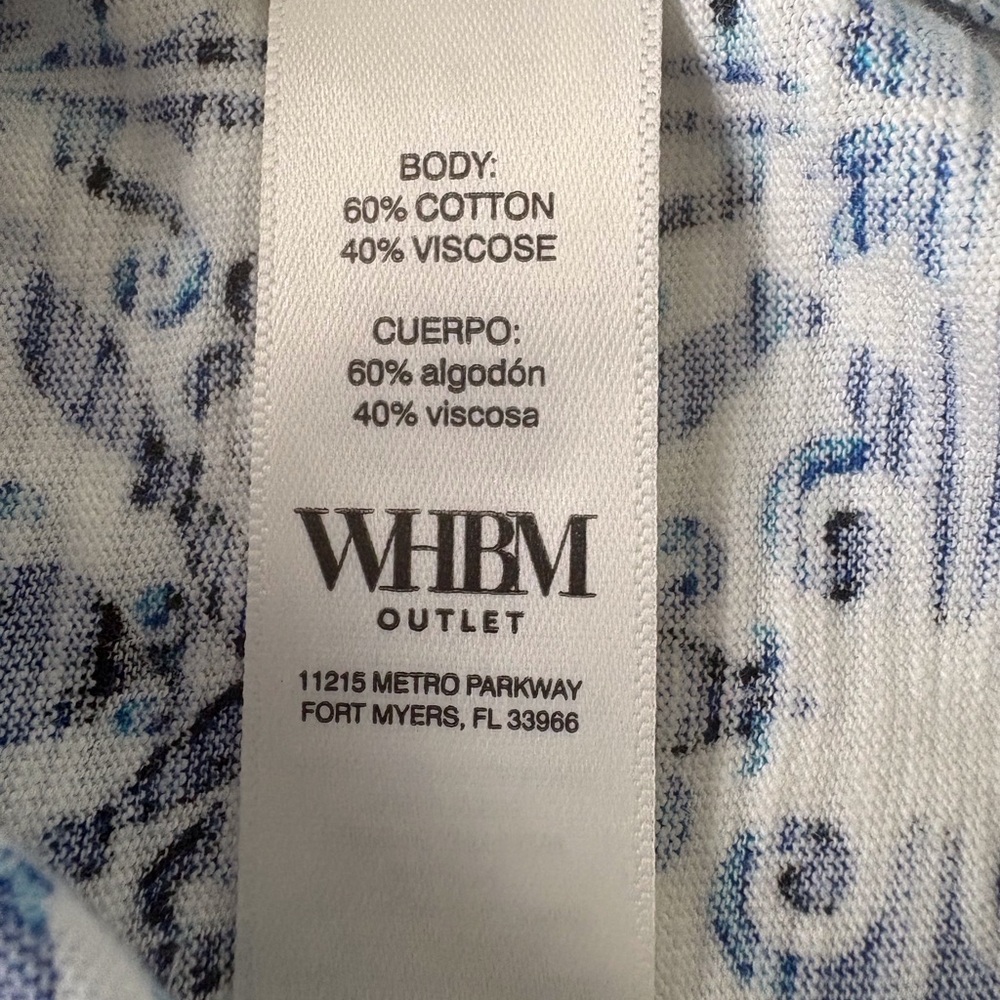 White House Black Market Medium V Neck Tank Top Blue & White cotton Blend Casual - Picture 7 of 10